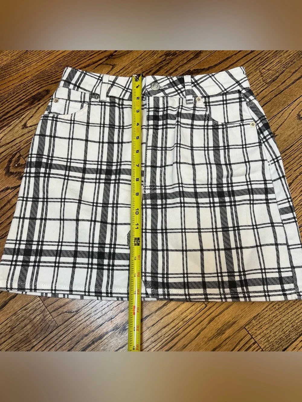 Topshop Womens Size 4 Black White Mini Jean Skirt School Work Preppy Whimsigoth